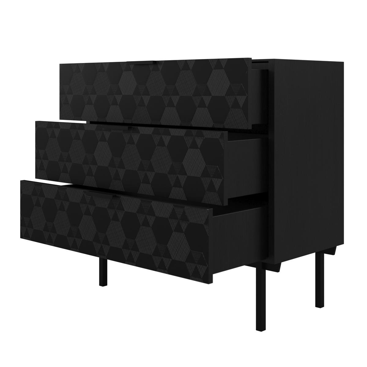 Komoda ROMA - čierna, Modern, kov/drevo (85/80/40cm) - Bessagi Home