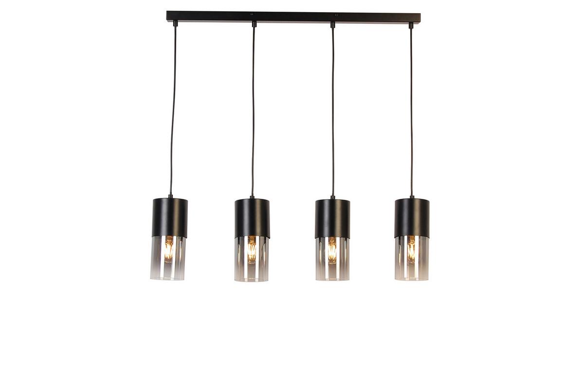 Hängeleuchte Monaco - Graubraun, Trend, Glas/Metall (80,5/10/150cm) - Novel