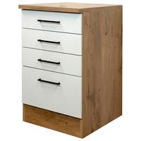 Spodní skříňka se zásuvkami AVILA - barvy dubu/černá, Konvenční, kov/kompozitní dřevo (50/85/57cm) - FlexWell