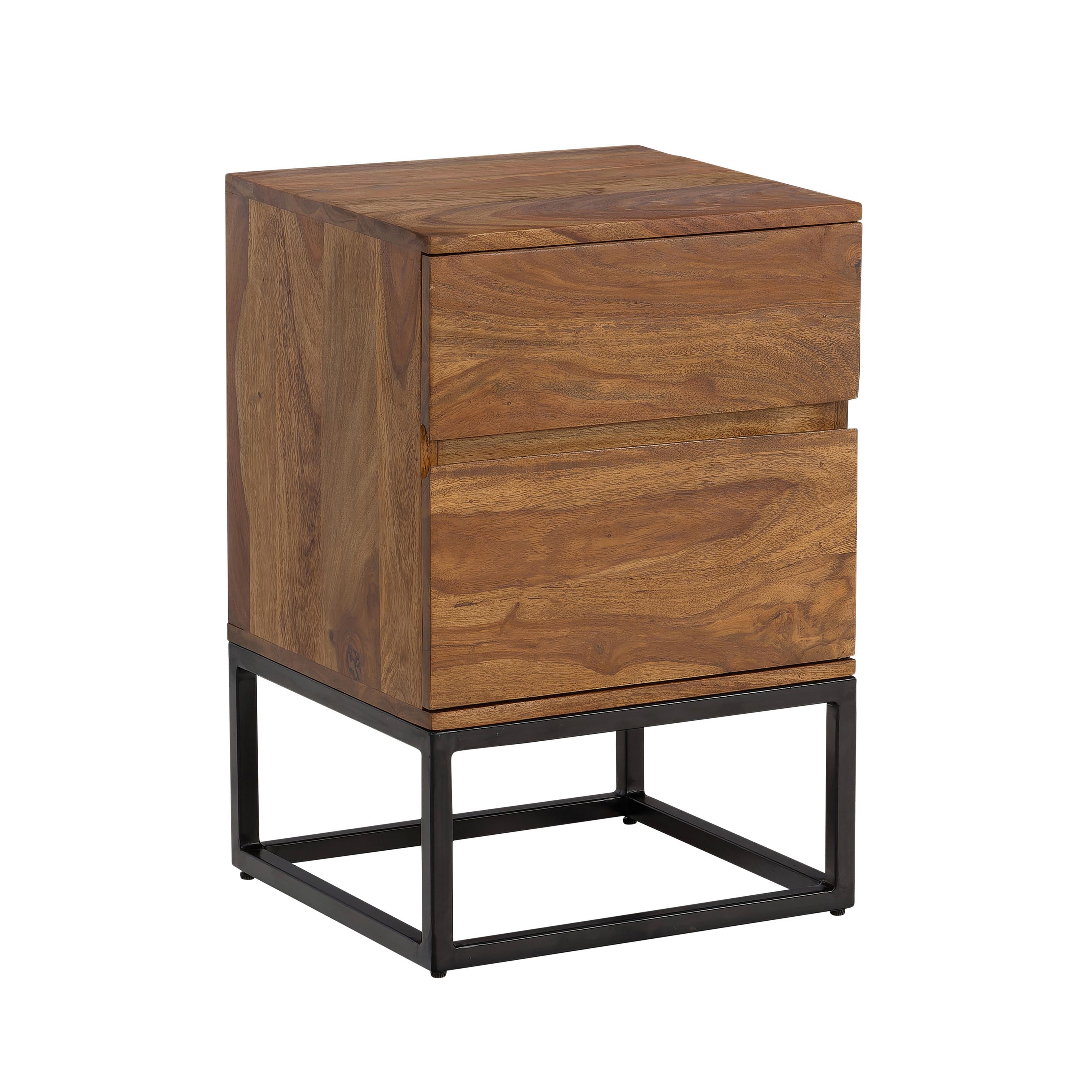 Nachttisch Sheeshamfarben B: 40 cm - Sheeshamfarben/Schwarz, Design, Holz/Metall (40/60/38cm) - MID.YOU