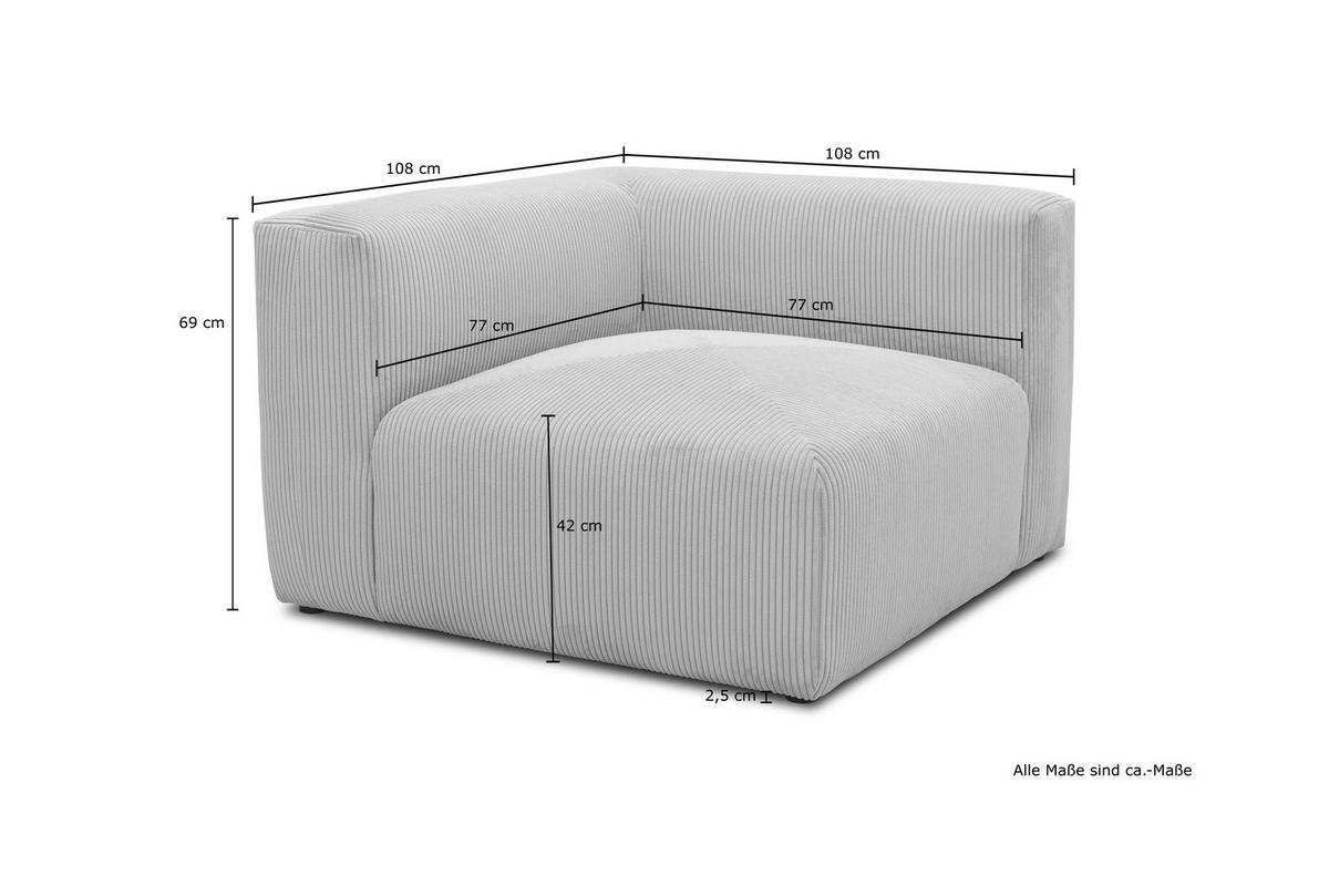 Sofaelement Rosa, Roségold B: 108 cm - Roségold/Schwarz, Design, Textil (108/69/108cm) - MID.YOU