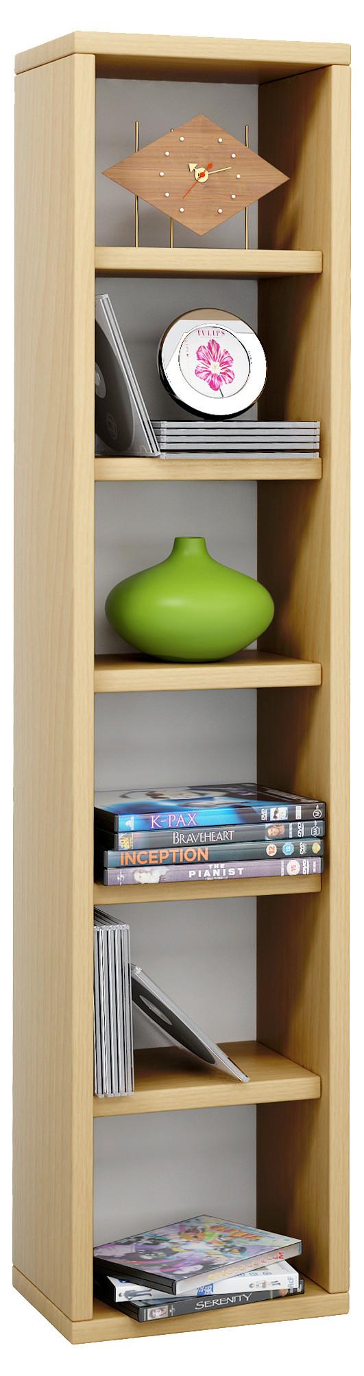 Cd-tartó Polc Elementa B: 21 Cm - bükkszínű, Basics, faalapú anyag (21/97,4/20cm)