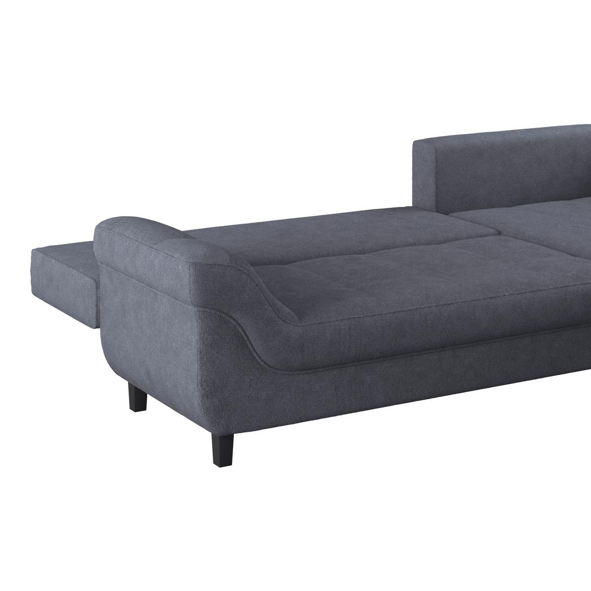 Ecksofa Mendoza - Anthrazit/Schwarz, Design, Textil (309/197cm) - Ondega