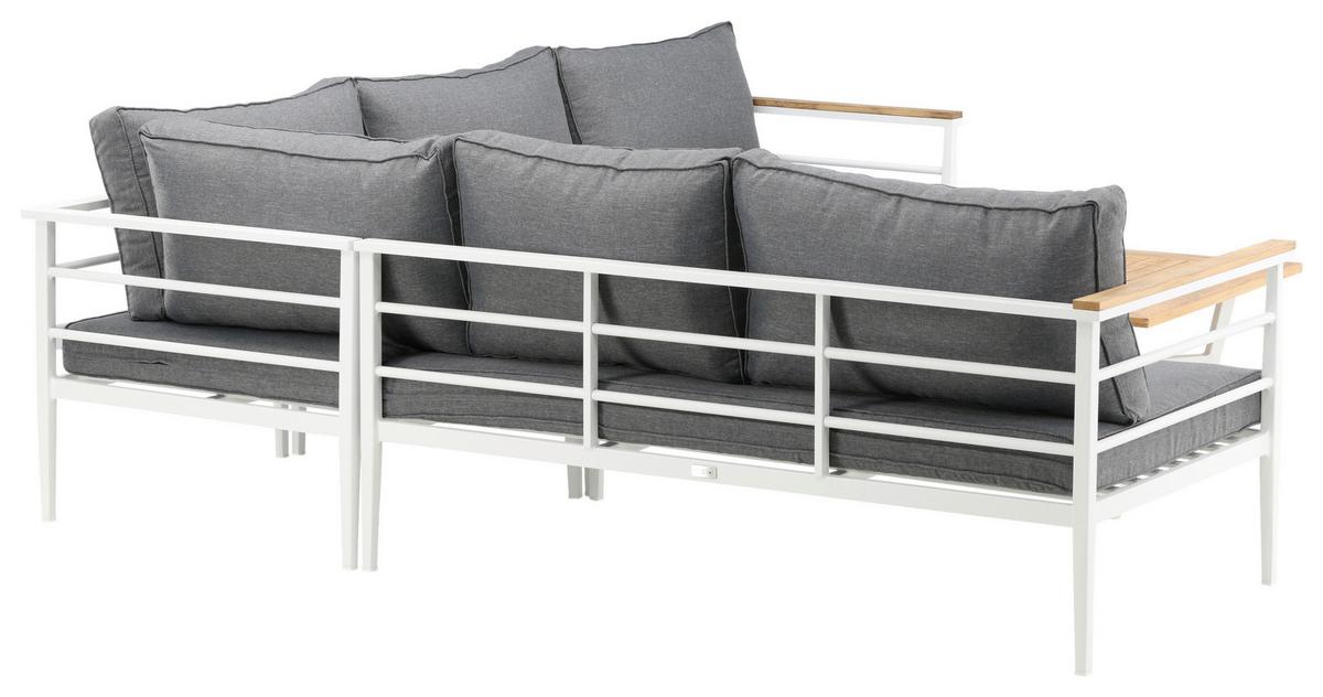 Loungegarnitur 2-Tlg Mexico Teakholz/Metall mit Kissen - Weiß, KONVENTIONELL, Holz/Metall (233/233cm) - Gardenson