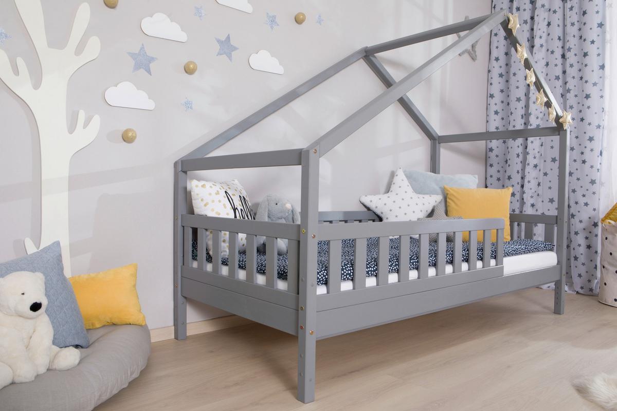 Hausbett Lou Hellgrau B: 100 cm - Hellgrau/Naturfarben, MODERN, Holz (100/200cm) - MID.YOU