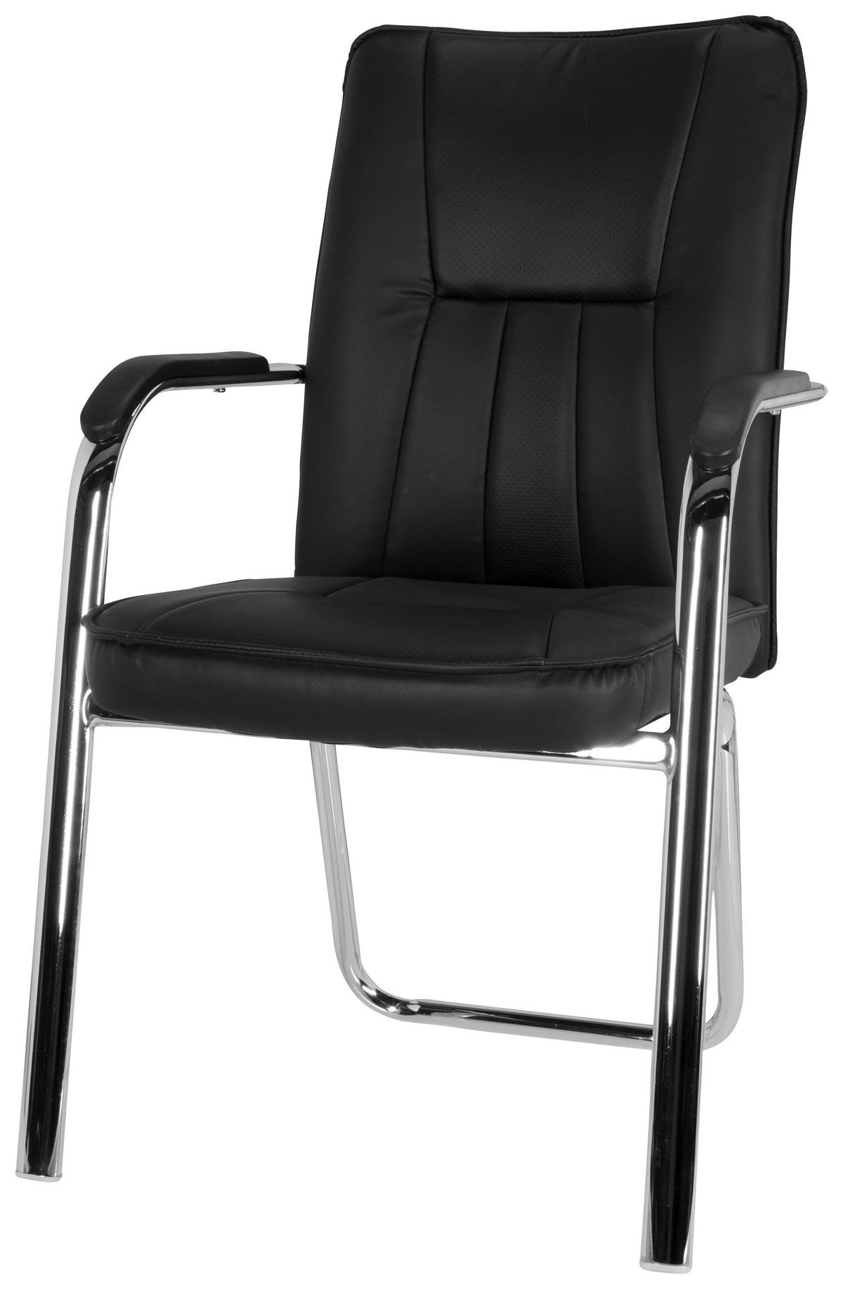 Besucherstuhl Banda V Schwarz - Chromfarben/Schwarz, MODERN, Textil/Metall (55/94/44cm) - MID.YOU