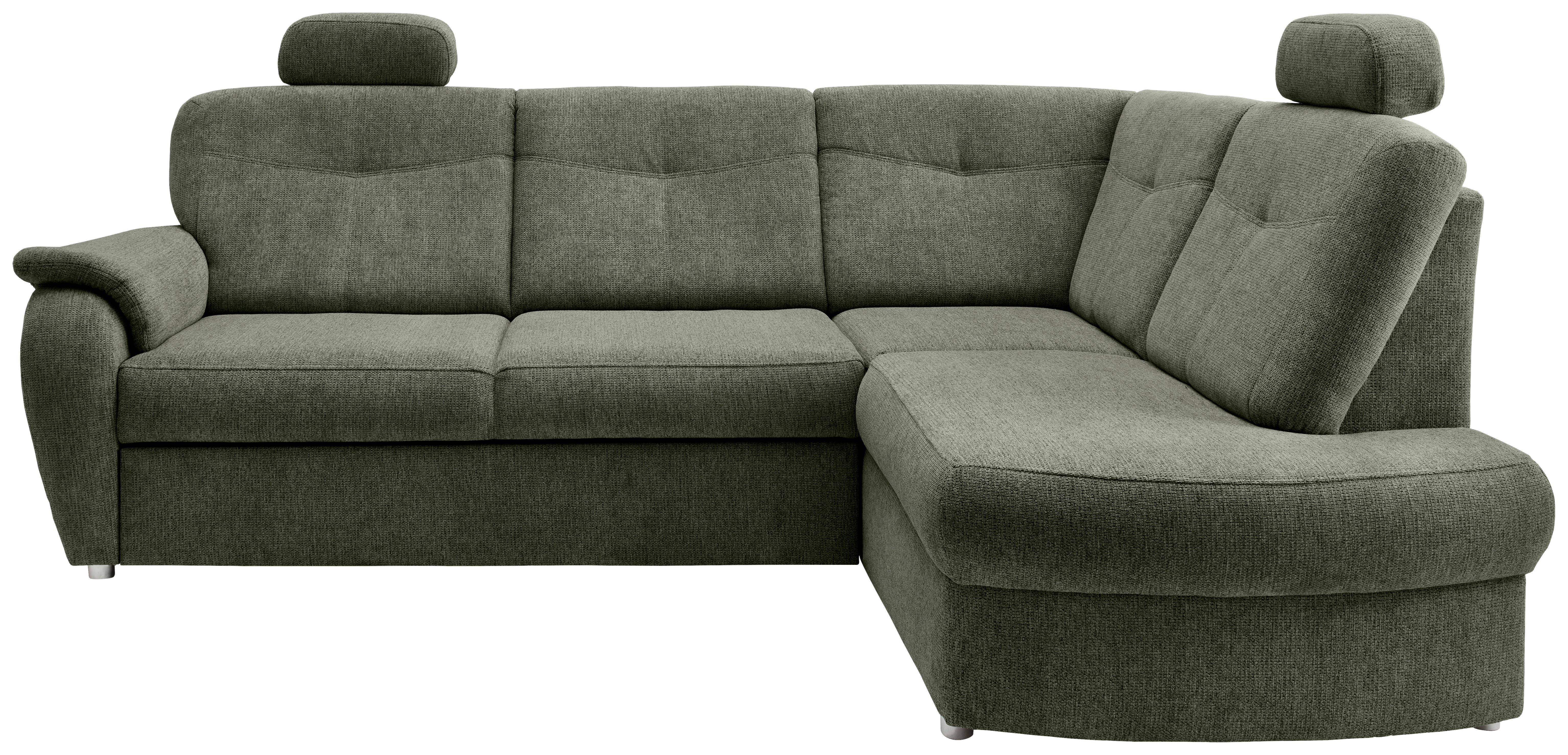 Eckschlafsofa Rosali Dunkelgrün S: 264x180 cm - Chromfarben/Dunkelgrün, MODERN, Textil (264/180cm) - Livetastic