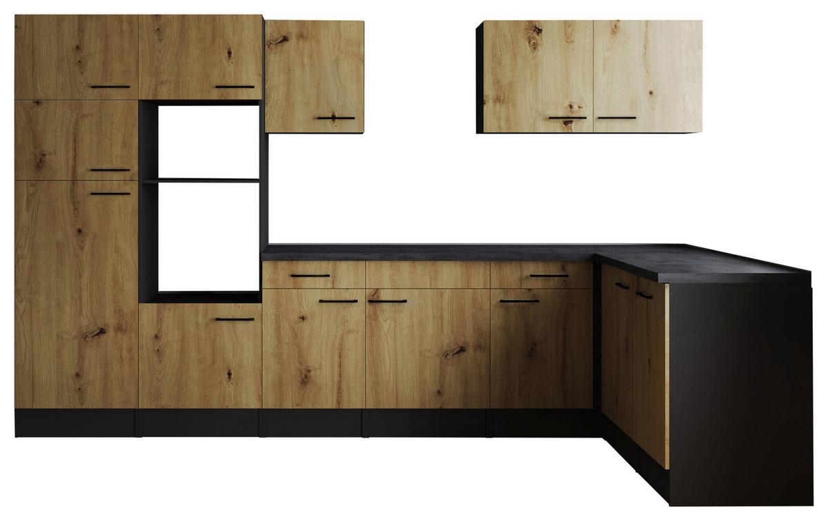 Eckküche Oliver Artisan Dekor S: 340x172 Cm - Eiche Artisan/Grau, Design, Holzwerkstoff (340/172cm) - Respekta