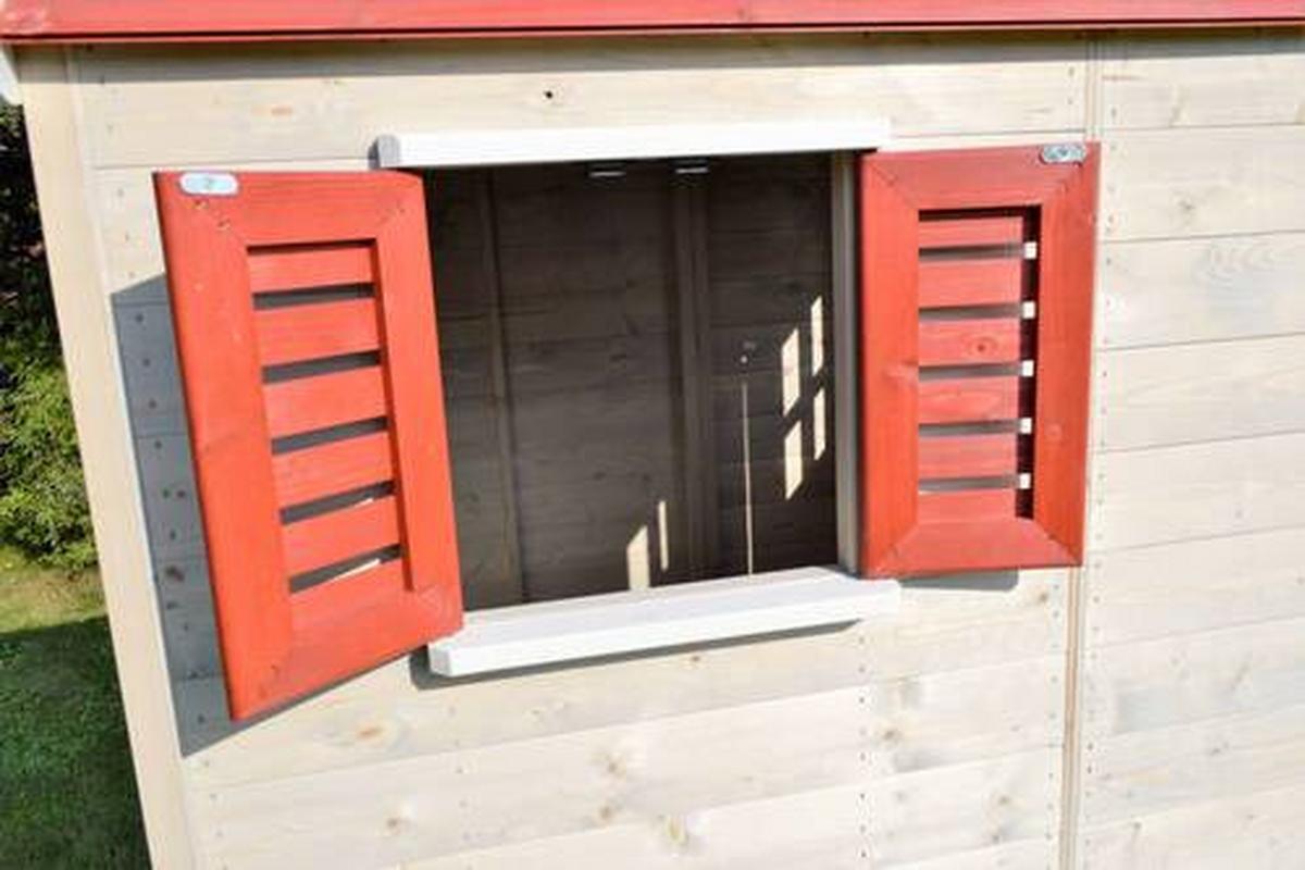 Spielhaus Storch Naturfarben/rot, B: 197 Cm - Rot/Naturfarben, KONVENTIONELL, Holz (197/242/167cm)