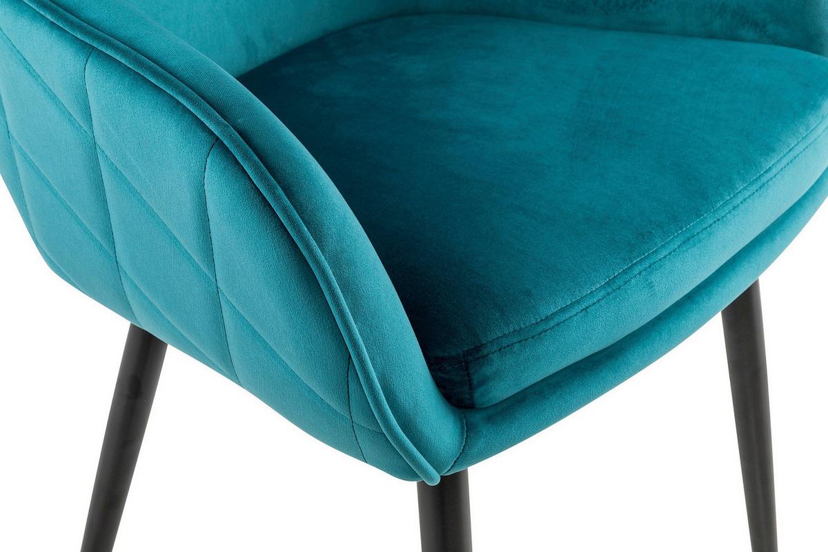 Armlehnstuhl Türkis B: 61cm - Türkis/Schwarz, MODERN, Textil/Metall (61/85/60cm) - Livetastic