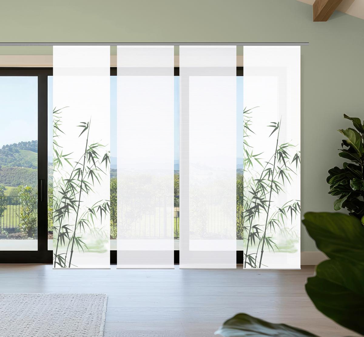 Flächenvorhang Rufus 4er Set - Weiß/Grün, Natur, Textil (60/245cm)