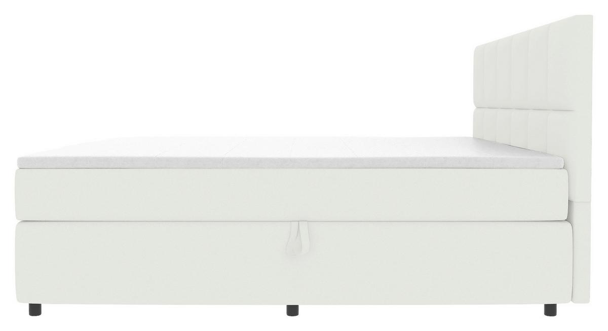 Boxspringbett Garda mit Topper 180x200 - Creme/Schwarz, KONVENTIONELL, Holzwerkstoff/Textil (180/200cm)