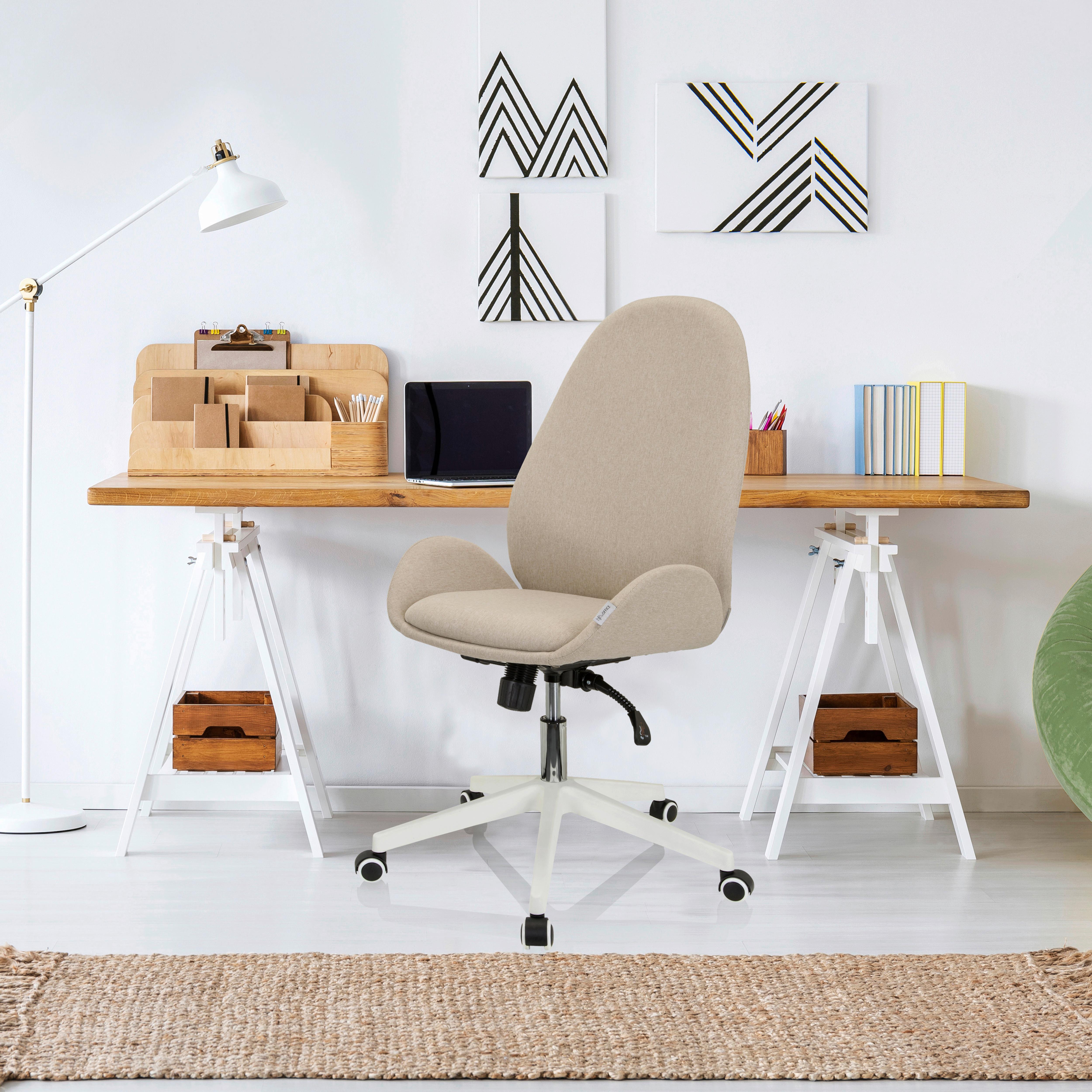 Drehstuhl Avea i mit Wippfunktion Beige - Beige/Weiß, Basics, Kunststoff/Textil (56/104/58cm) - MID.YOU