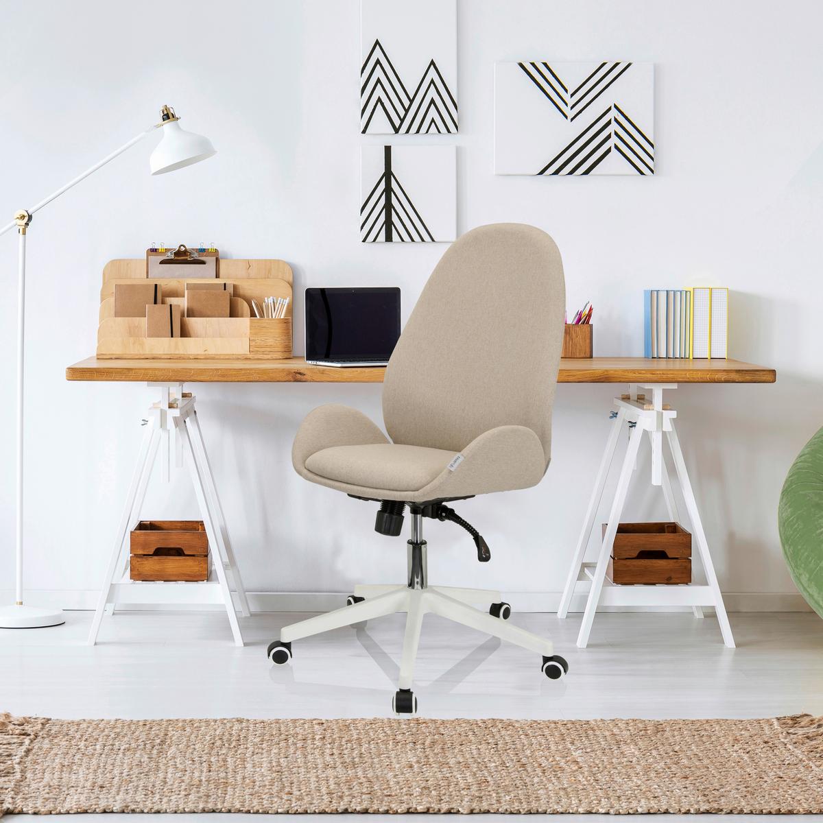Drehstuhl Avea i mit Wippfunktion Beige - Beige/Weiß, Basics, Kunststoff/Textil (56/104/58cm) - MID.YOU
