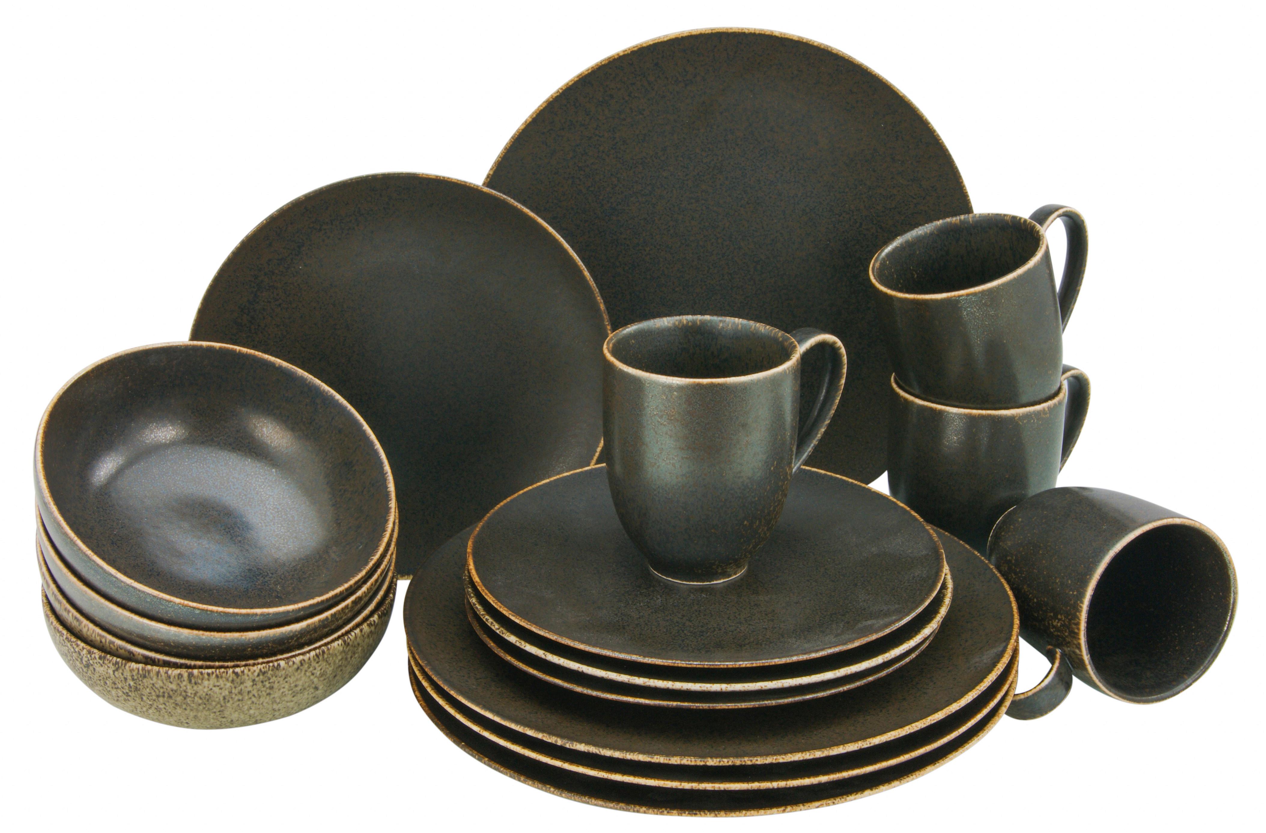 KOMBISERVICE Keramik Schwarz 16-Teilig - Schwarz, Basics, Keramik (30/32/33cm)