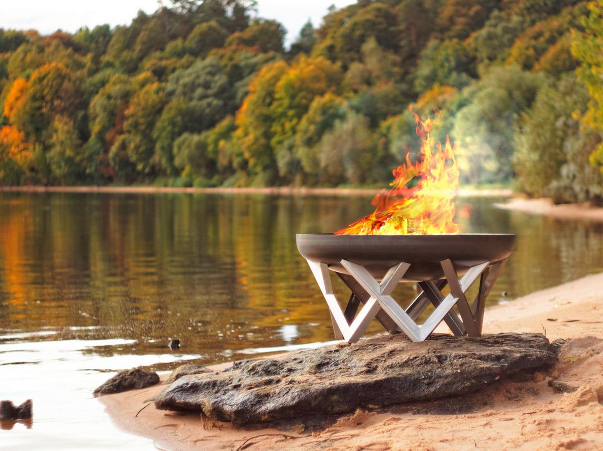 Feuerschale Ø ca. 45cm Venta L Abnehmbare Standfüße - Edelstahlfarben/Rostfarben, Basics, Metall (45/45/27cm)