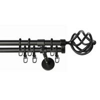 Vorhangstange Schwarz, 140 cm - Schwarz, KONVENTIONELL, Metall (140cm)
