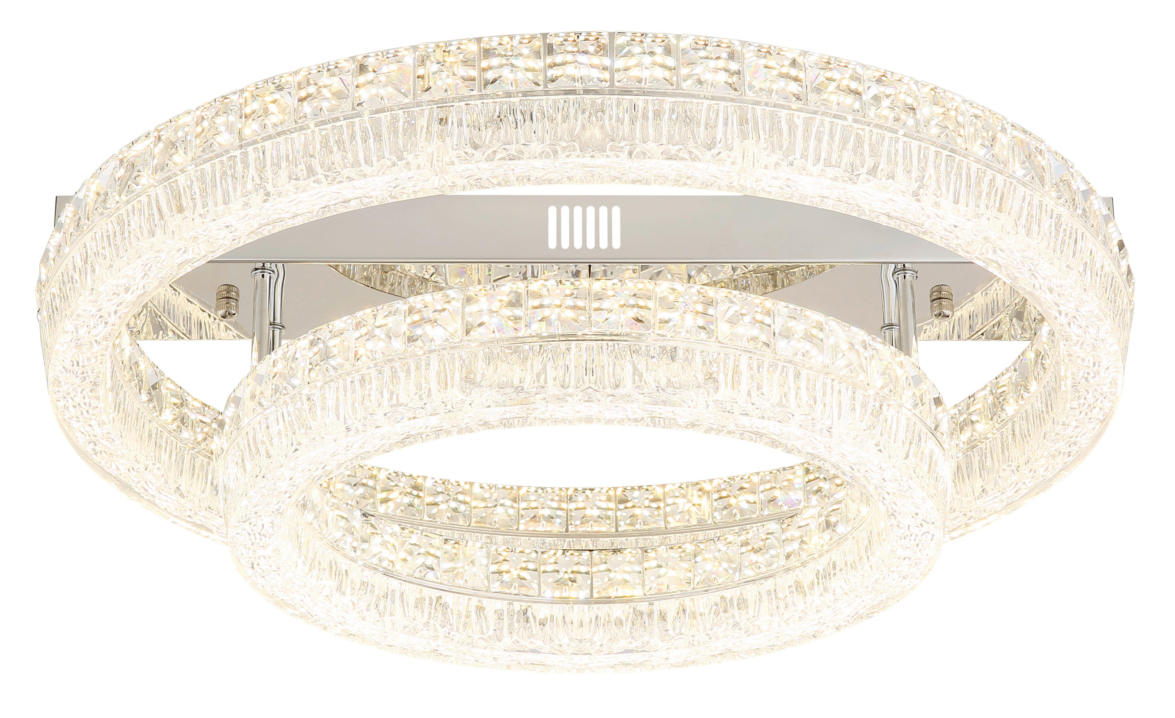 LED-Deckenleuchte Memory-Funktion - Klar/Chromfarben, KONVENTIONELL, Glas/Kunststoff (60/19,5cm) - Globo