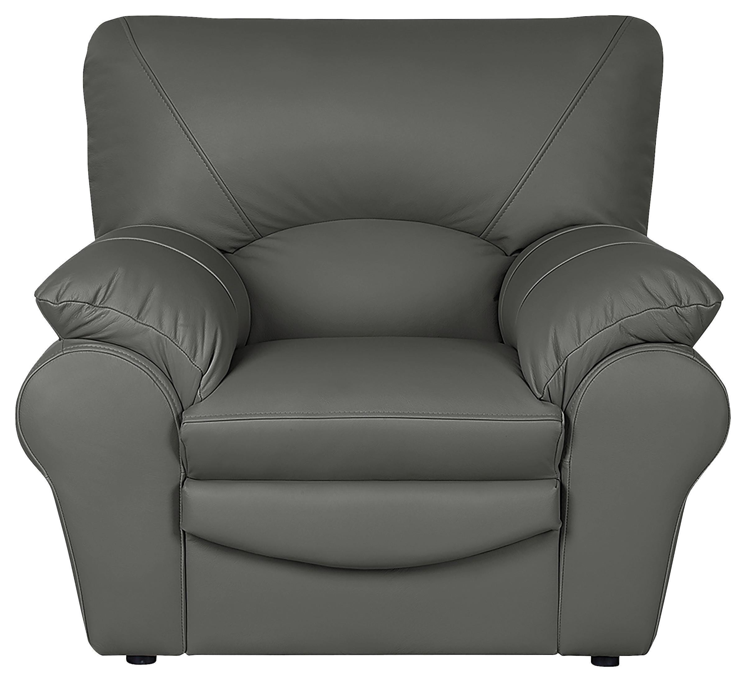 Sessel Oslo Anthrazit B: 105 cm - Anthrazit/Schwarz, Design, Leder (105/92/85cm) - Livetastic