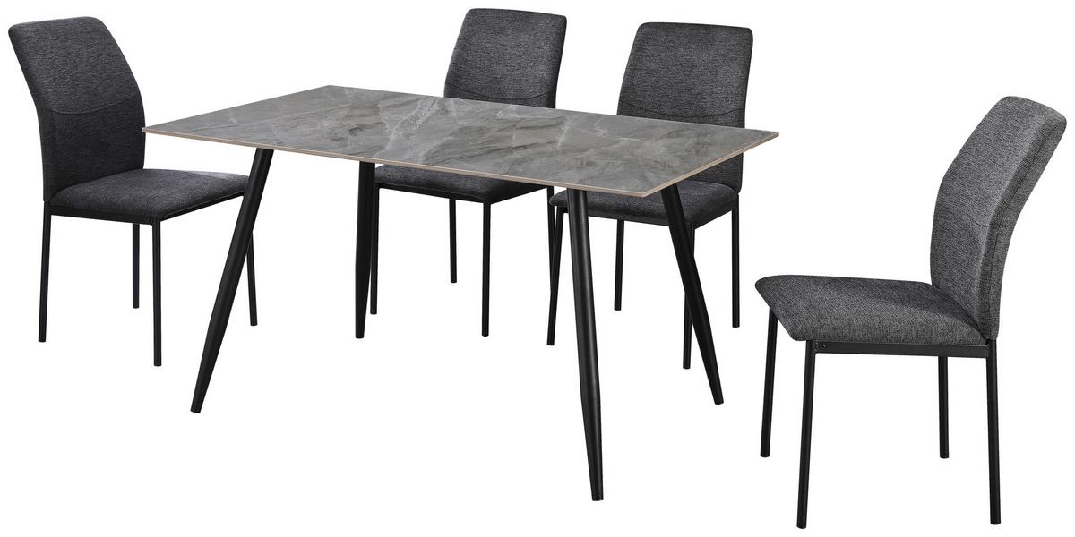 Tischgruppe Anton Giga S 5-teilig, Grau, B: 120cm - Hellgrau, MODERN, Keramik/Textil (120/75/80cm)