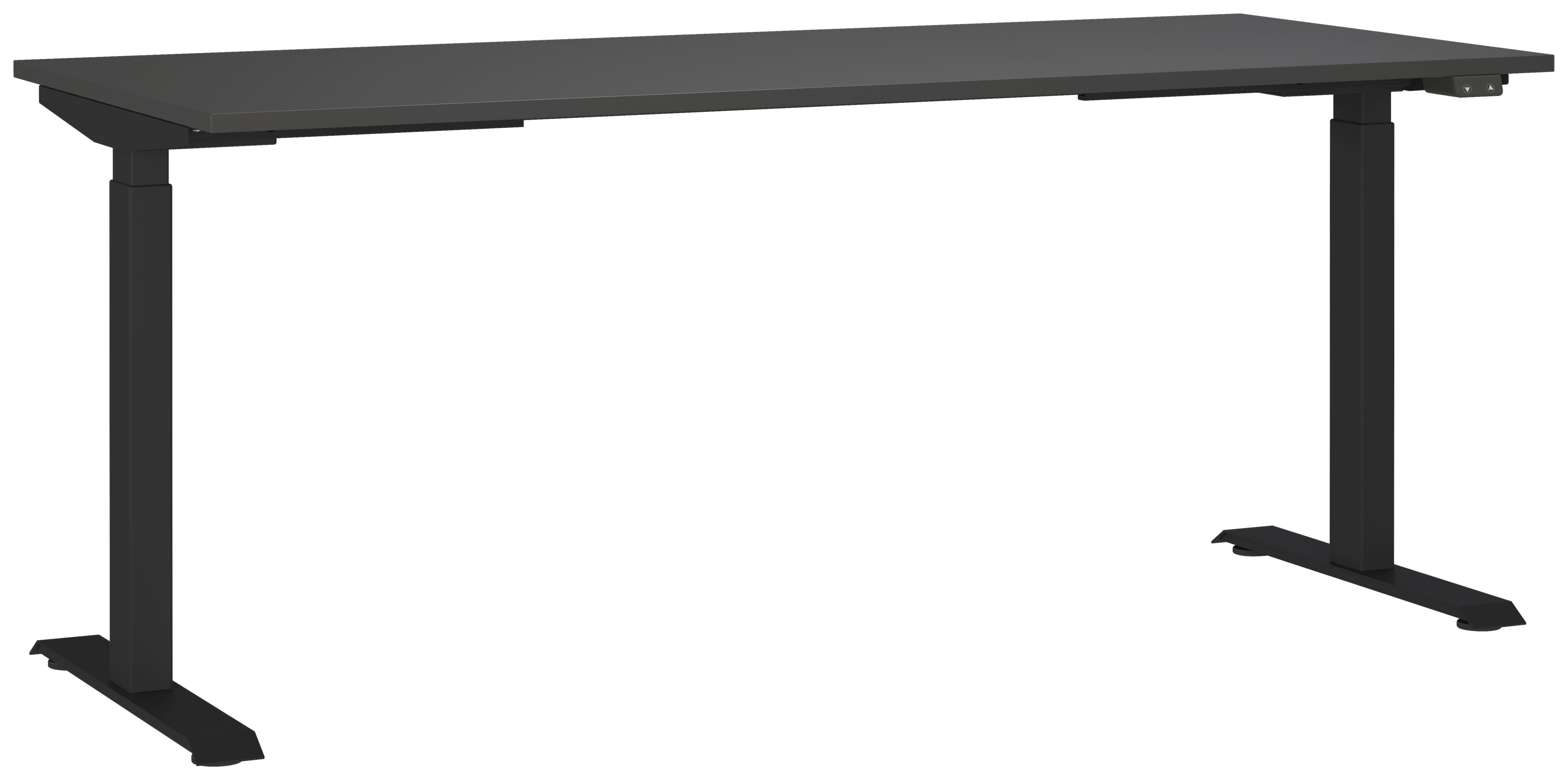 Schreibtisch Schwarz/Graphitfarben L: 180cm - Schwarz/Graphitfarben, MODERN, Holzwerkstoff/Metall (180/80/72-120cm) - Germania