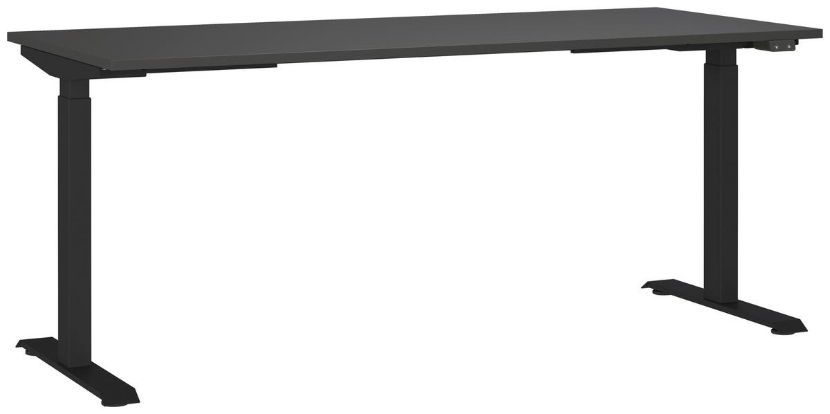 Schreibtisch Schwarz/Graphitfarben L: 180cm - Schwarz/Graphitfarben, MODERN, Holzwerkstoff/Metall (180/80/72-120cm) - Germania