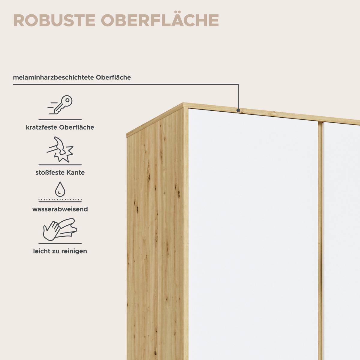 Drehtürenschrank Falun Weiß /Eiche Artisan Dekor B: 100cm - Weiß/Eiche Artisan, MODERN, Holzwerkstoff (100/194/56cm) - MID.YOU