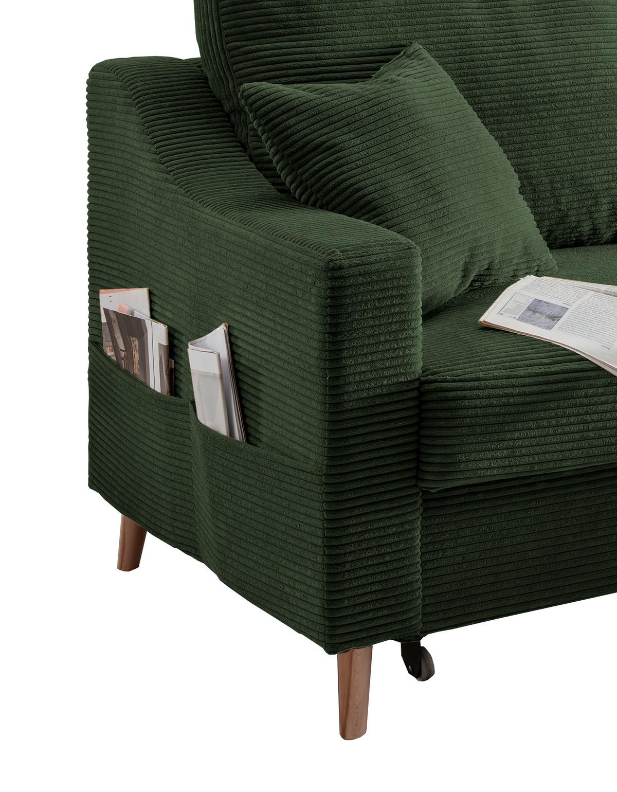 Ecksofa Valentina - Dunkelgrün/Naturfarben, Design, Textil (228/150cm) - P & B