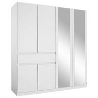 Drehtürenschrank Mit Spiegel Grifflos 181cm Tübingen, Weiß - Weiß, Design, Glas/Holzwerkstoff (181/197/54cm) - Rauch Möbel