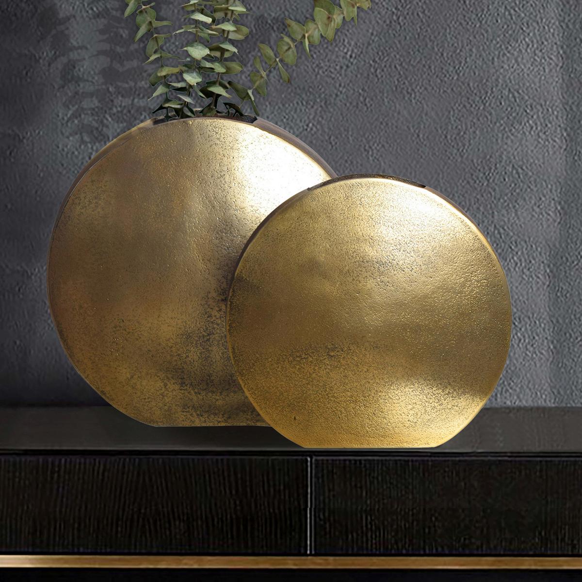 Dekovase 2er Set Goldfarben B: 35 Cm - Goldfarben, Design, Metall (35/34/13,5cm) - Livetastic