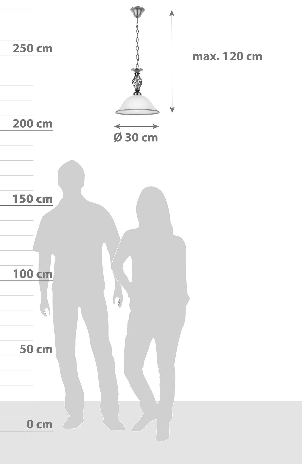 Hängeleuchte Rena H: 120 Cm 1-Flammig, Antik-Look - ROMANTIK / LANDHAUS, Glas/Metall (30/120cm) - Globo