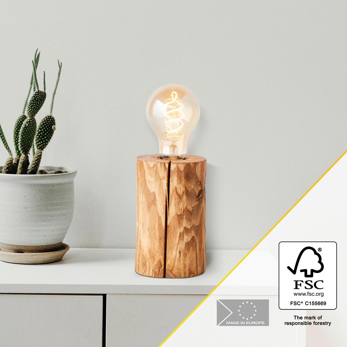 Tischleuchte 93112/36 Trabo - Kieferfarben, Natur, Holz (10/15cm) - Brilliant