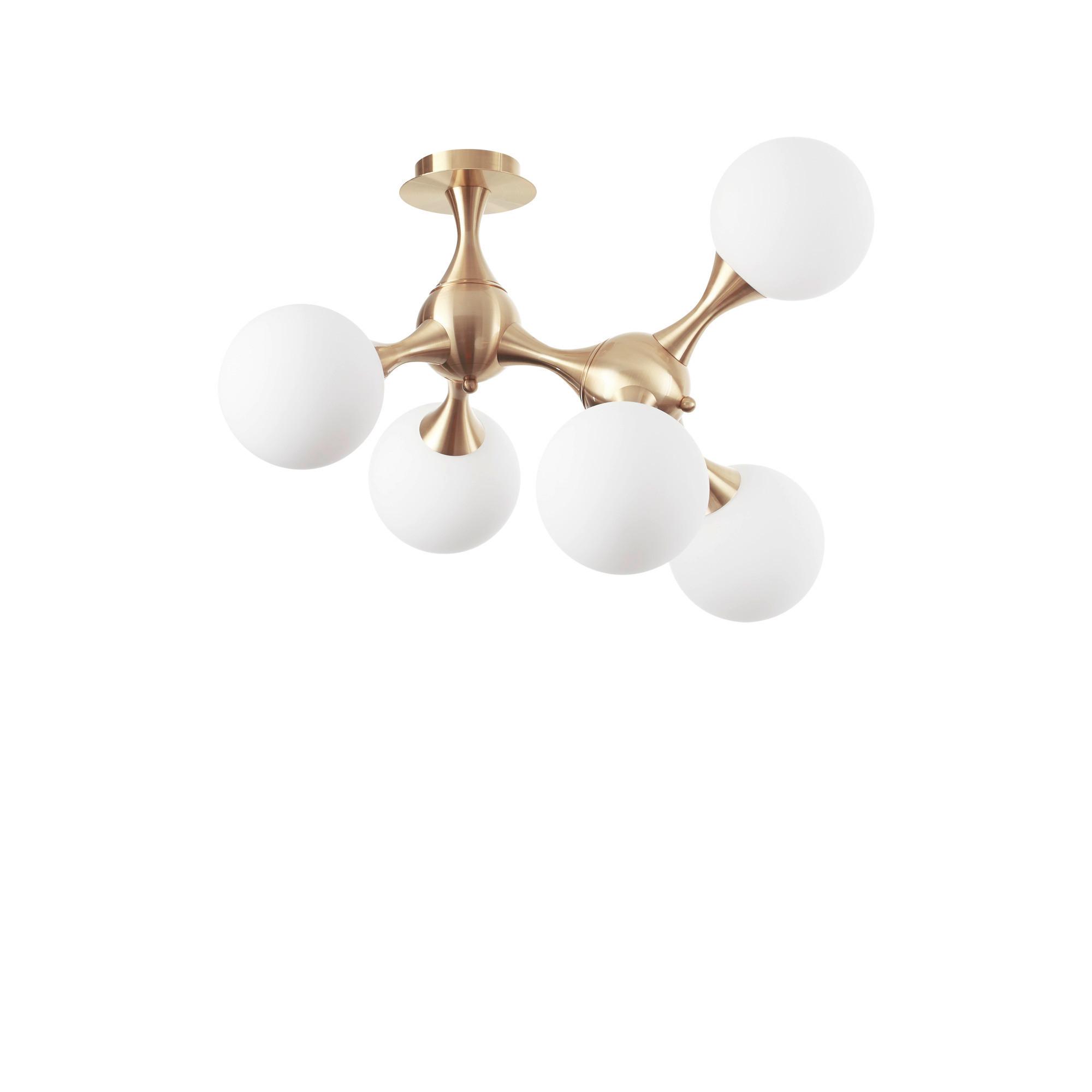 Deckenleuchte Ottone Messingfarben B: 55 cm - Messingfarben, Design, Glas/Metall (55/55/50cm) - Ideal Lux