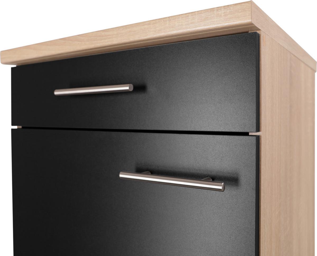 Küchenunterschrank Merle Schwarz, Eiche Dekor B:50cm - Eichefarben/Schwarz, Basics, Holzwerkstoff (50/84,8/60cm) - Respekta