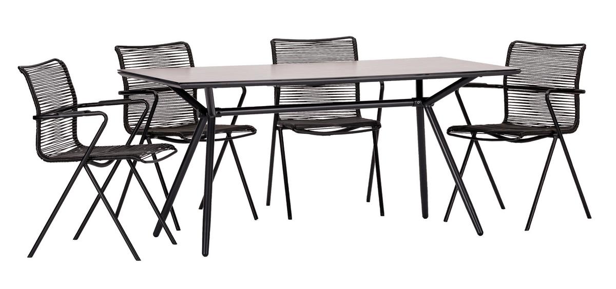 Gartengarnitur 5-Tlg. Alpha Rope Metall/Kunststoff/Glas - Taupe/Anthrazit, Basics, Glas/Kunststoff (80/75/160cm) - Acamp