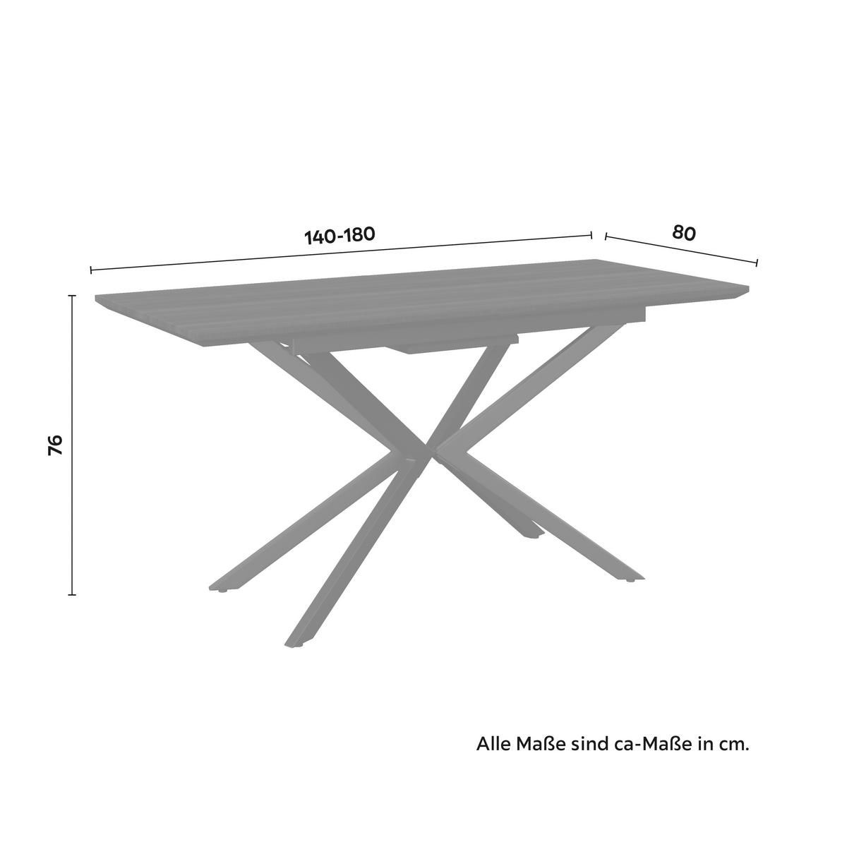 Výsuvný stůl AKI 140-180 - černá/barvy vlašských ořechů, Moderní, kov/kompozitní dřevo (140-180/76/80cm) - Bessagi Home