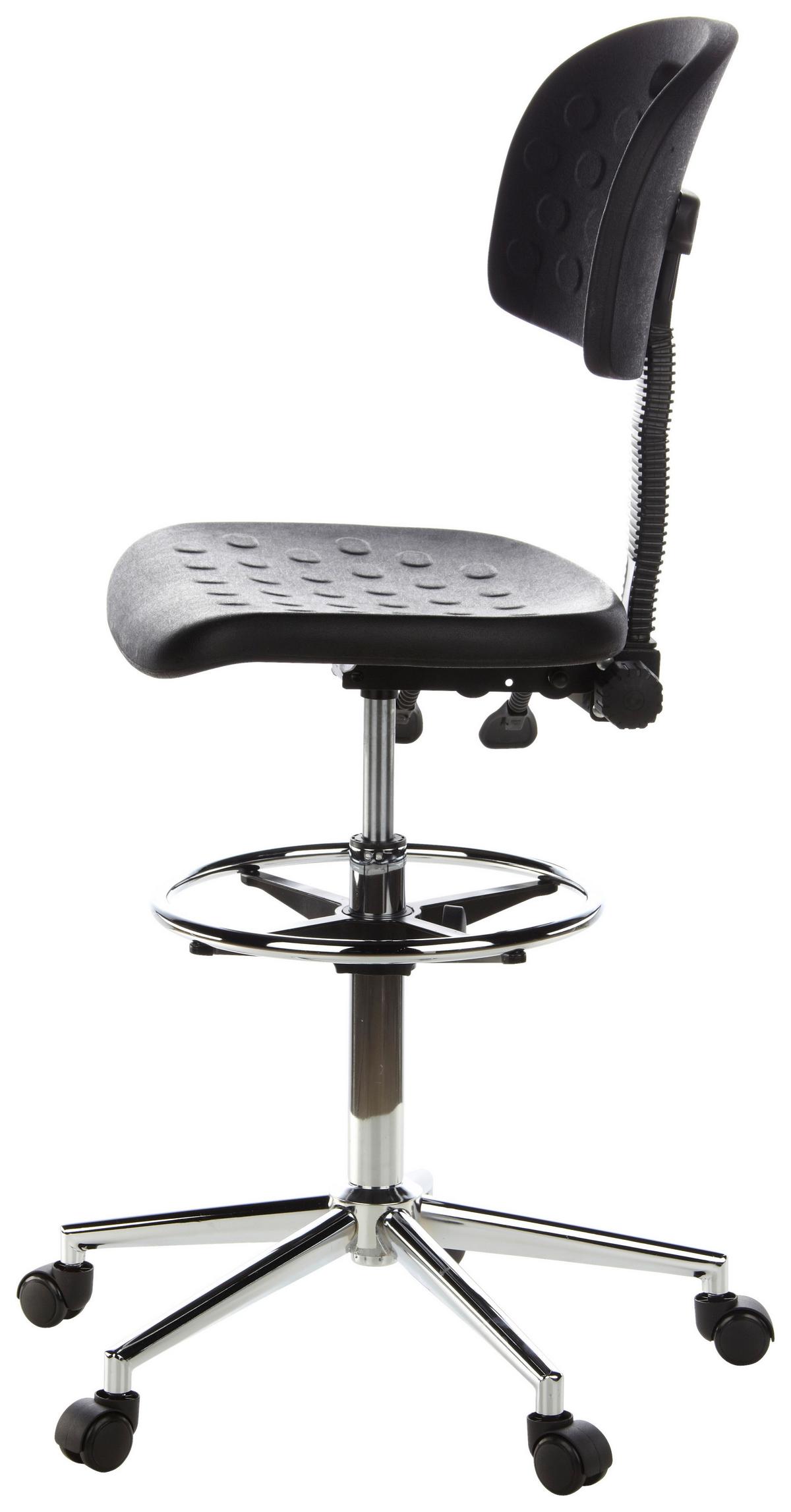 Bürohocker Top Work 23 Schwarz - Chromfarben/Schwarz, MODERN, Kunststoff/Metall (45/132/41cm) - MID.YOU