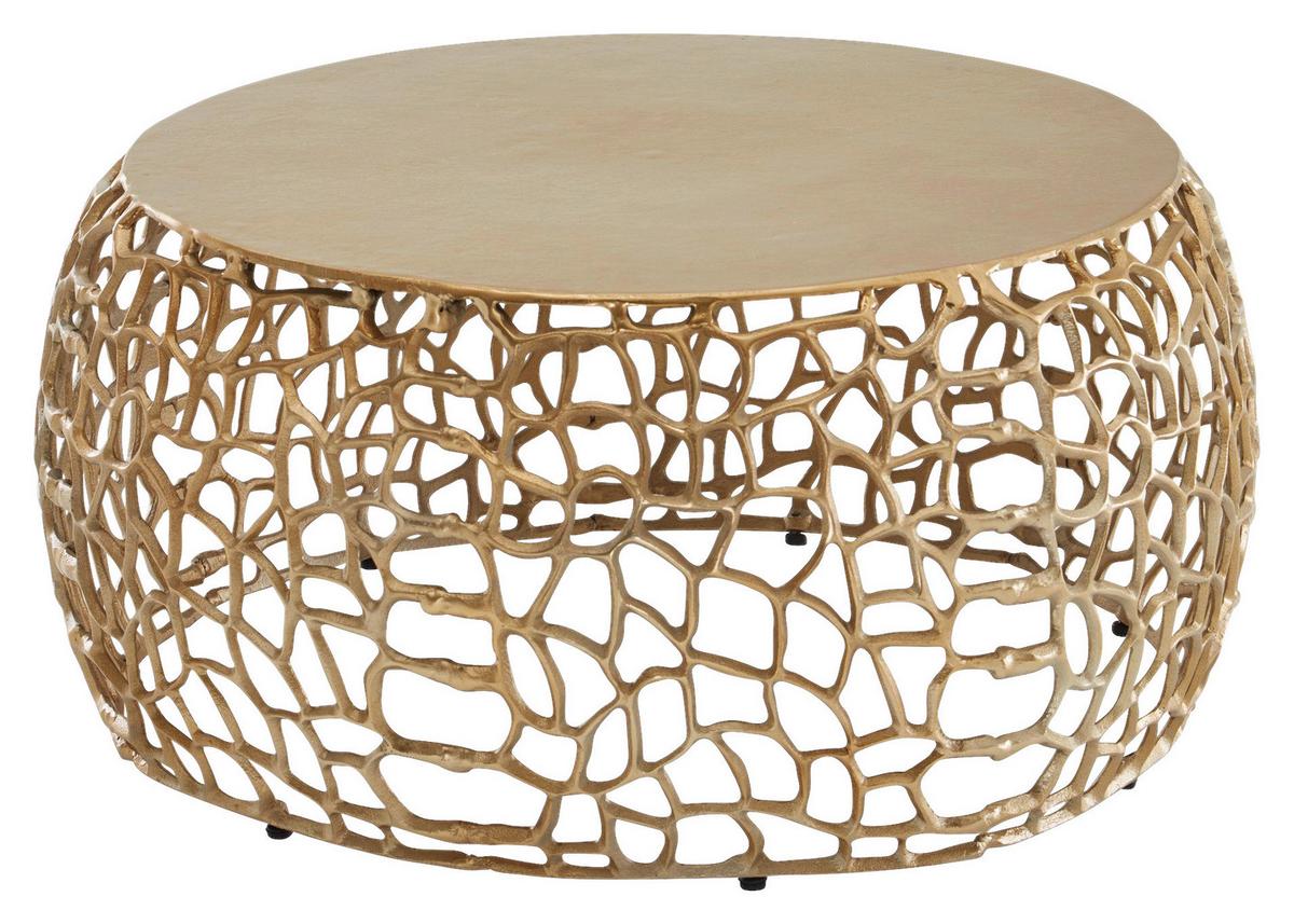 Konferenční stolek zlatá barva - barvy zlata, Design, kov (66/66/30cm) - MID.YOU