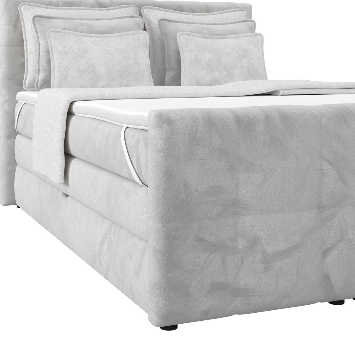 Boxspringbett mit Topper und Bettkasten 140x200 cm Medino - Hellgrau, KONVENTIONELL, Holz/Holzwerkstoff (140/200cm) - Luca Bessoni