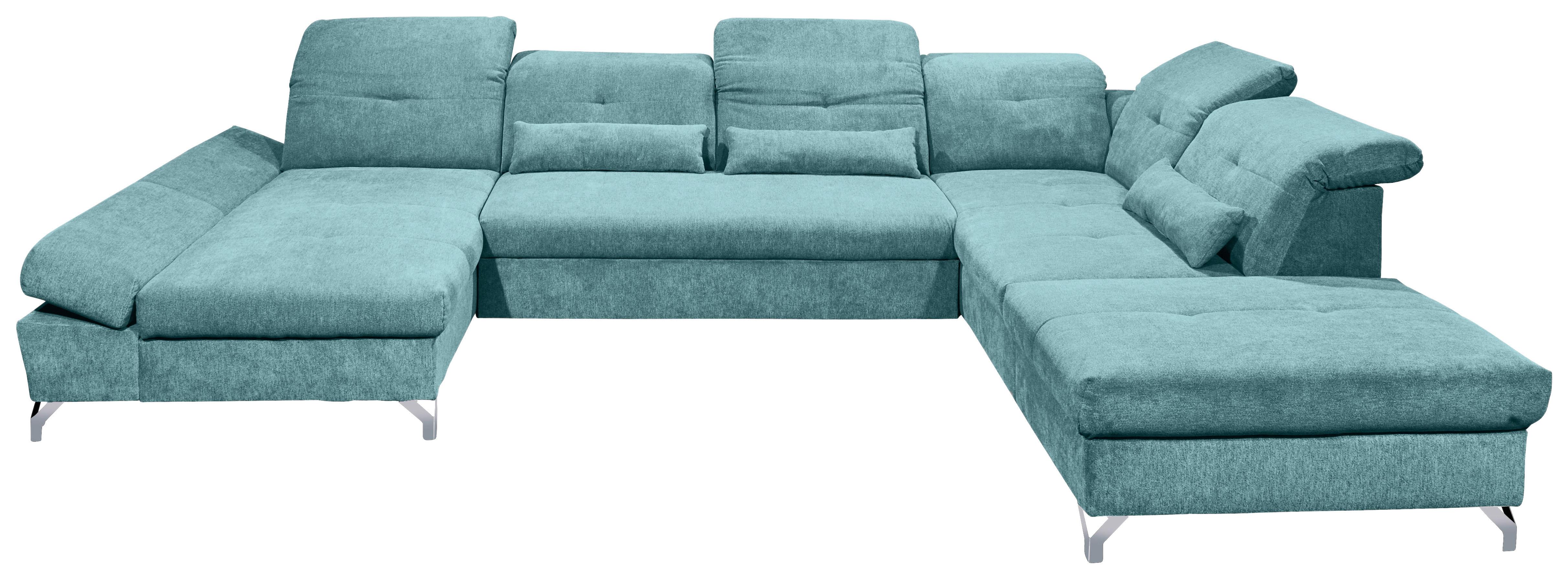 Ecksofa Melfi Türkis U: 168 Cm - Türkis/Silberfarben, MODERN, Textil (168/350/245cm) - MID.YOU