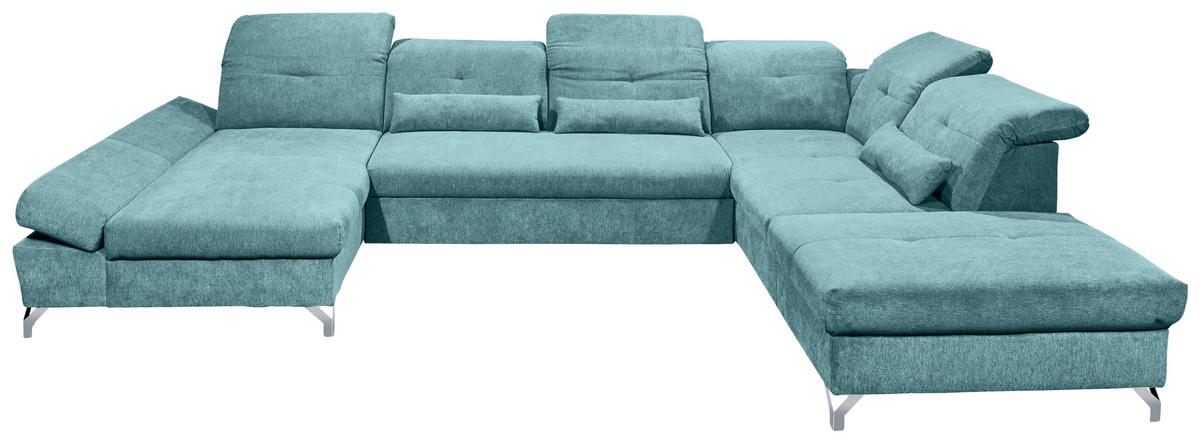 Ecksofa Melfi Türkis U: 168 cm - Türkis/Silberfarben, MODERN, Textil (168/350/245cm) - MID.YOU