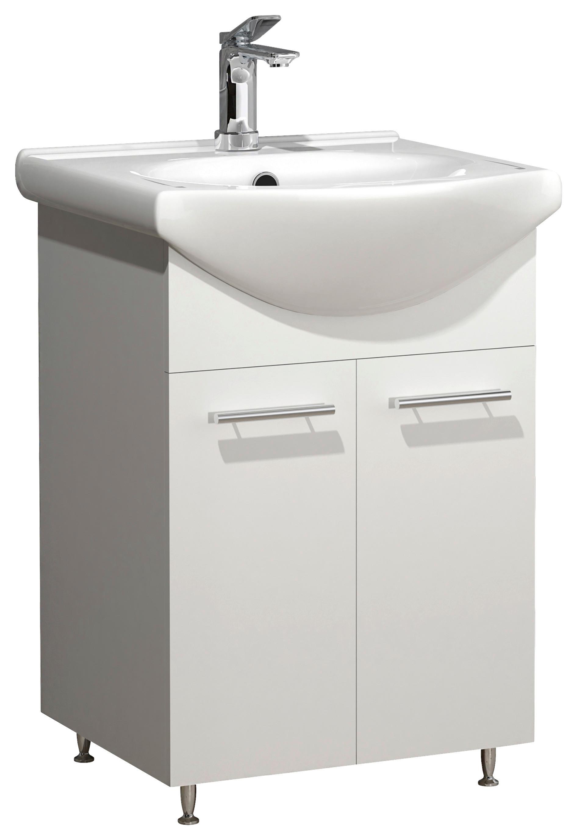 Waschtischkombi Lisalo M - Silberfarben/Weiß, MODERN, Keramik/Holzwerkstoff (42cm) - MID.YOU