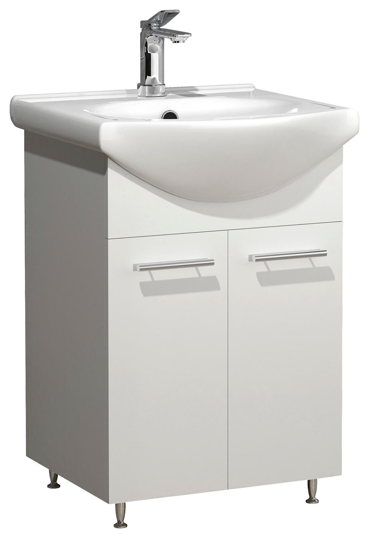 Waschtischkombi Lisalo M - Silberfarben/Weiß, MODERN, Keramik/Holzwerkstoff (42cm) - MID.YOU