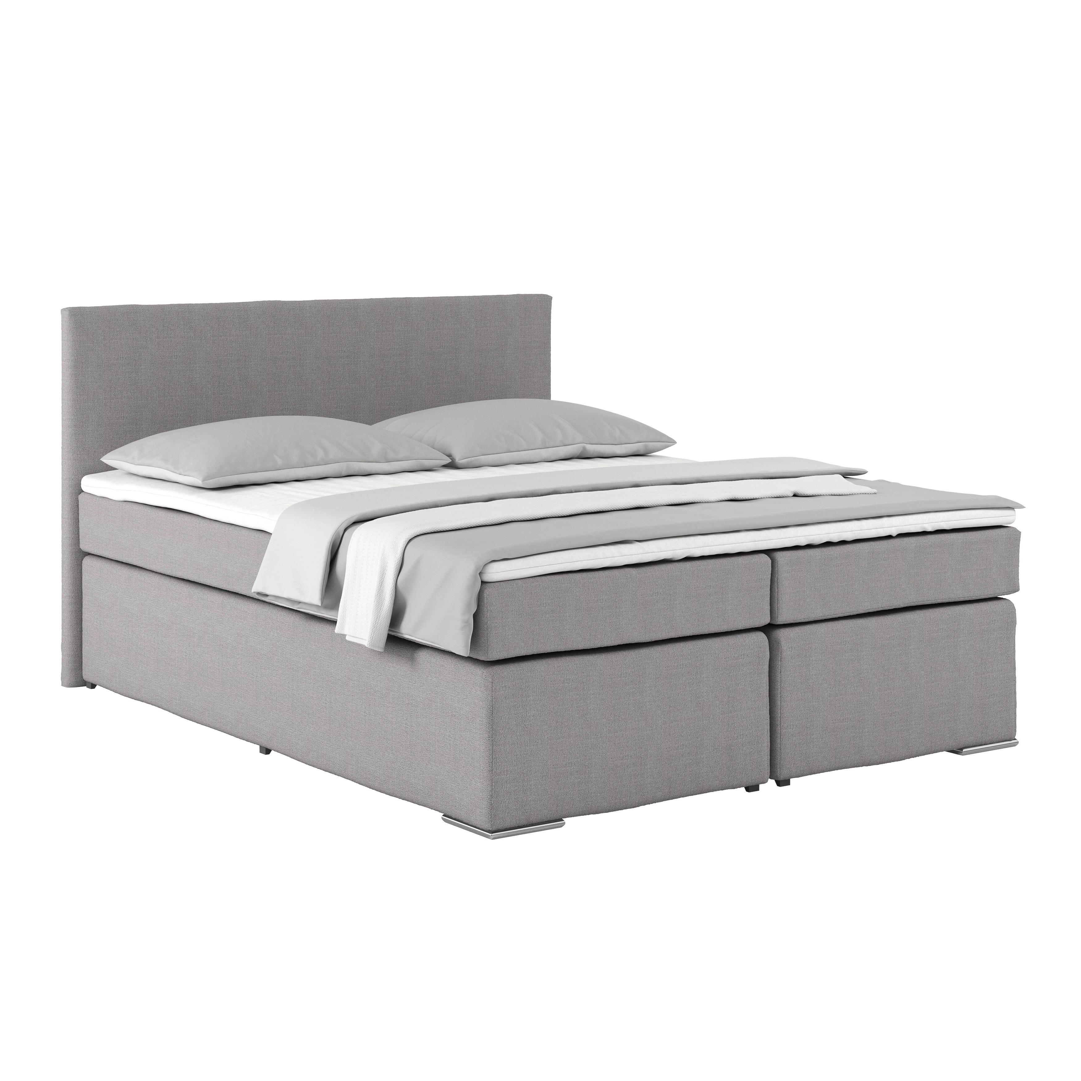 Manželská posteľ Nero, 160x200, béžovo sivá - sivá/chrómová, Konvenčný, kov/textil (160/200cm)