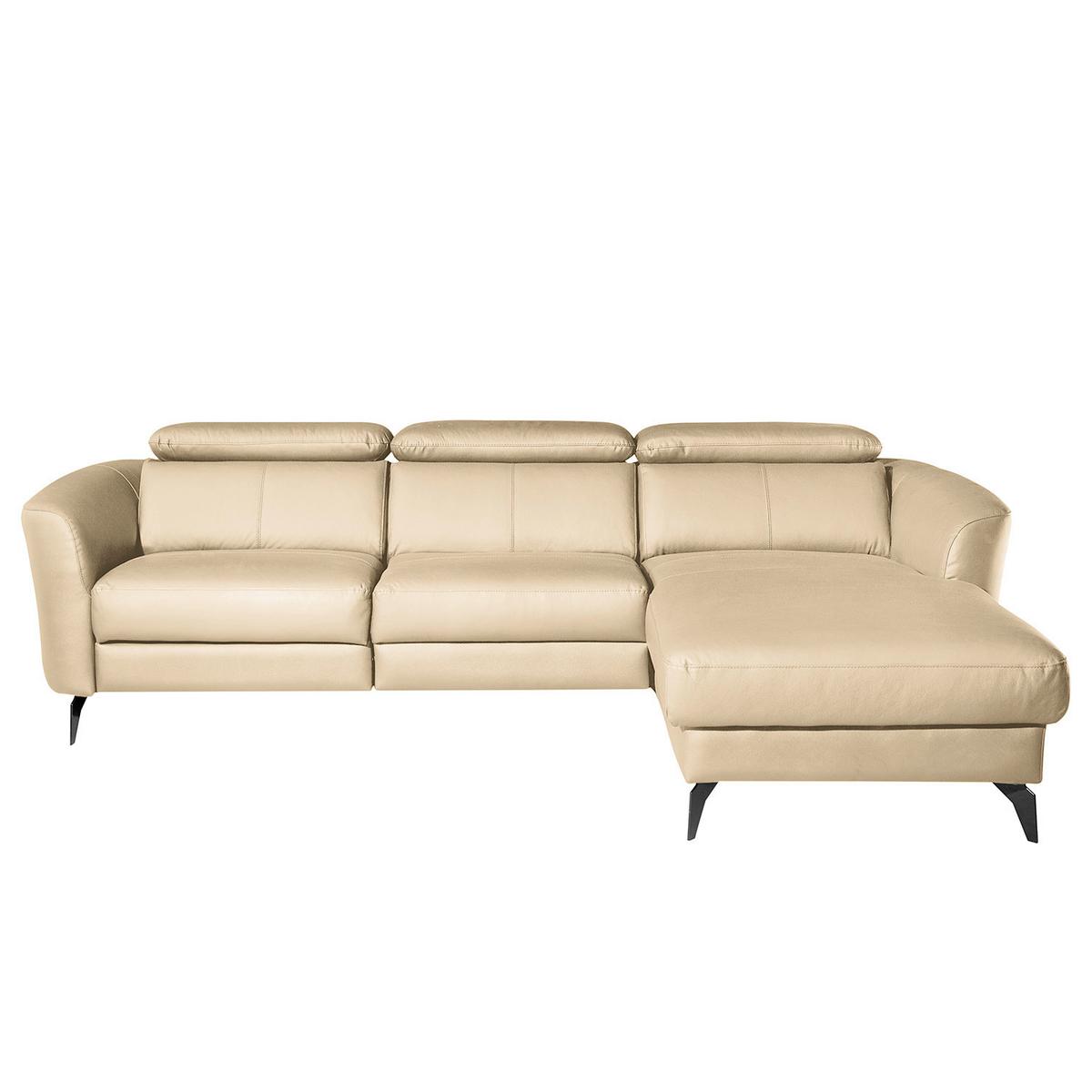 Ecksofa Berne Beige S: 261x183 Cm - Beige/Schwarz, Design, Leder/Textil (261/183cm) - Livetastic