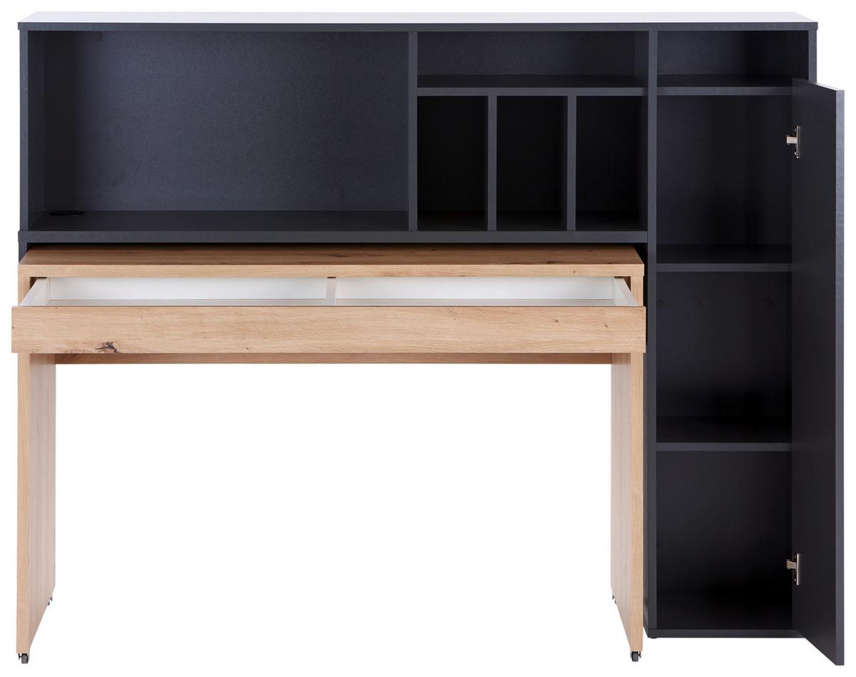 Schreibtisch mit Stauraum B: 150 cm Anthrazit/Eiche Dekor - Anthrazit/Eiche Artisan, MODERN, Holzwerkstoff (150/118,7/52,8cm)
