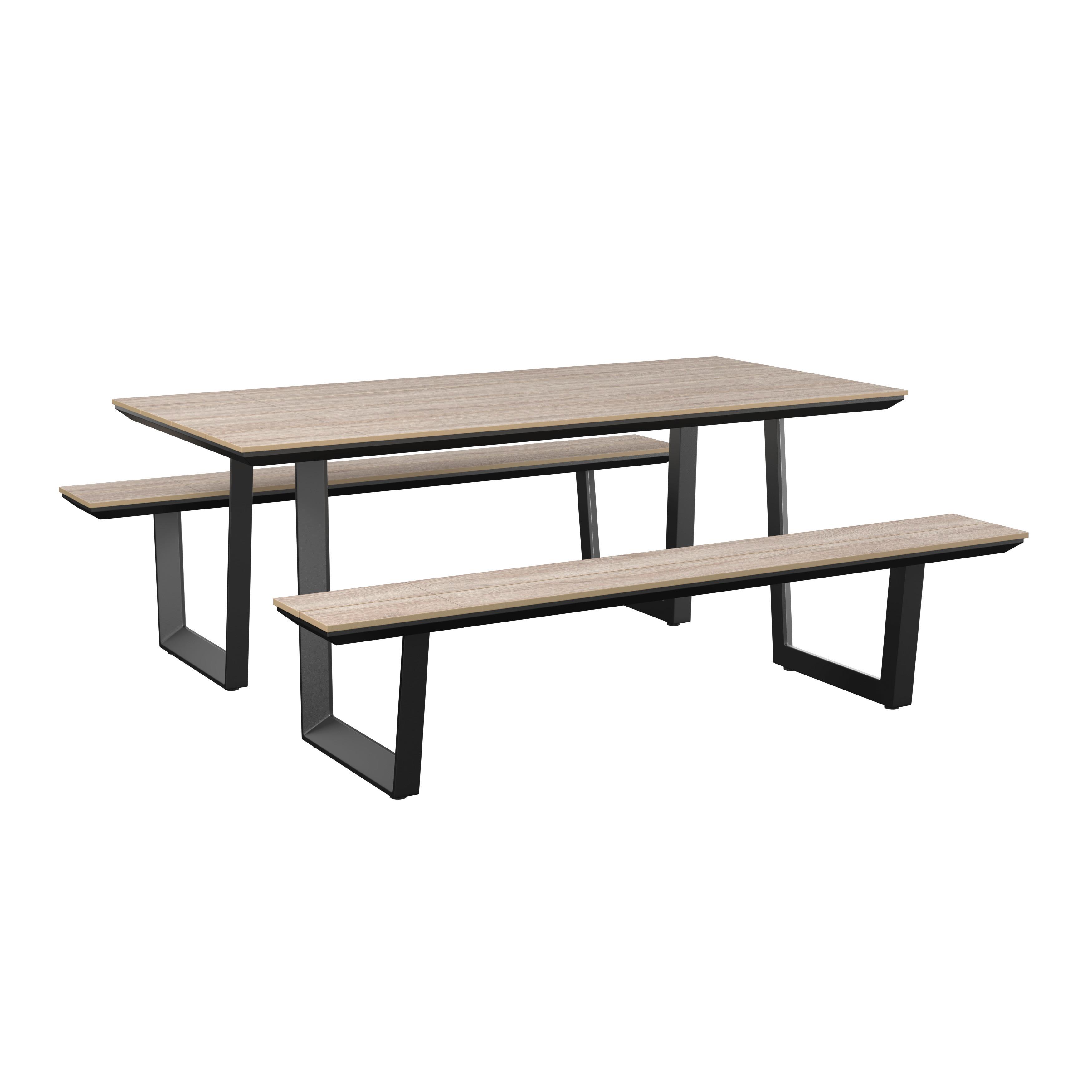 GARTENSET TRIEST - Anthrazit/Beige, MODERN, Kunststoff/Metall (190/75/182cm) - Beldano