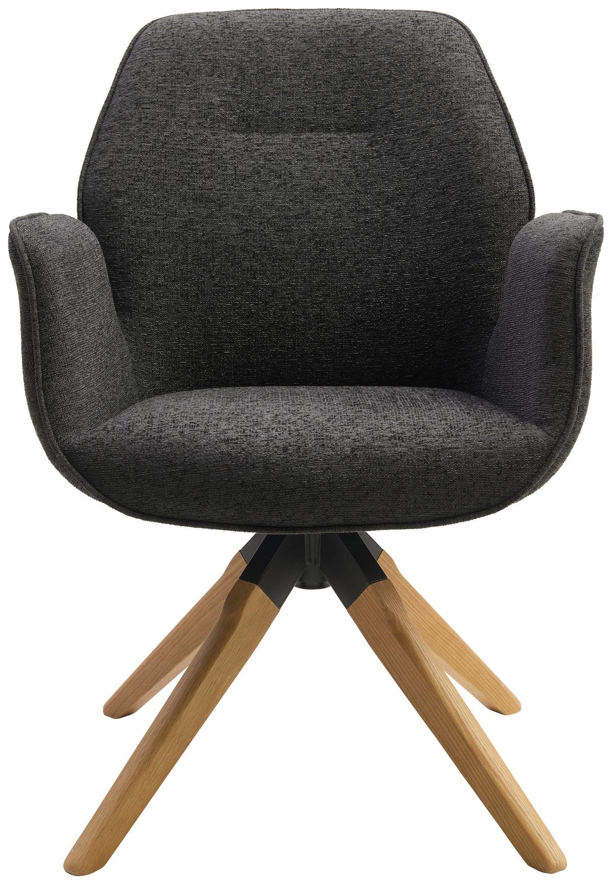 Armlehnstuhl Savona Anthrazit Mit Drehbarer Sitzfläche - Anthrazit/Naturfarben, MODERN, Holz/Textil (61/84/62cm) - MID.YOU