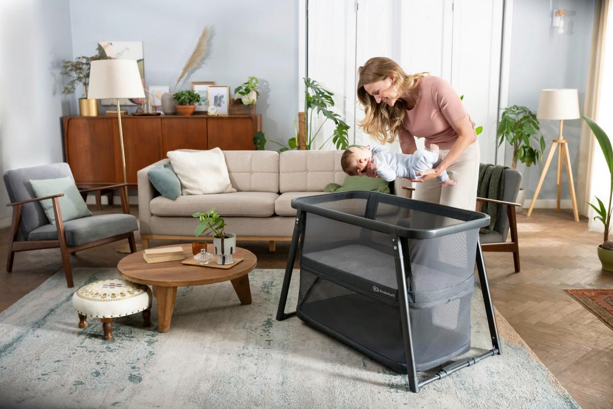 Reisebett Sofi Plus 4-In-1 Dunkelgrau, Lf: 50x90cm - Dunkelgrau, Basics, Textil/Metall (50/90cm) - Kinderkraft