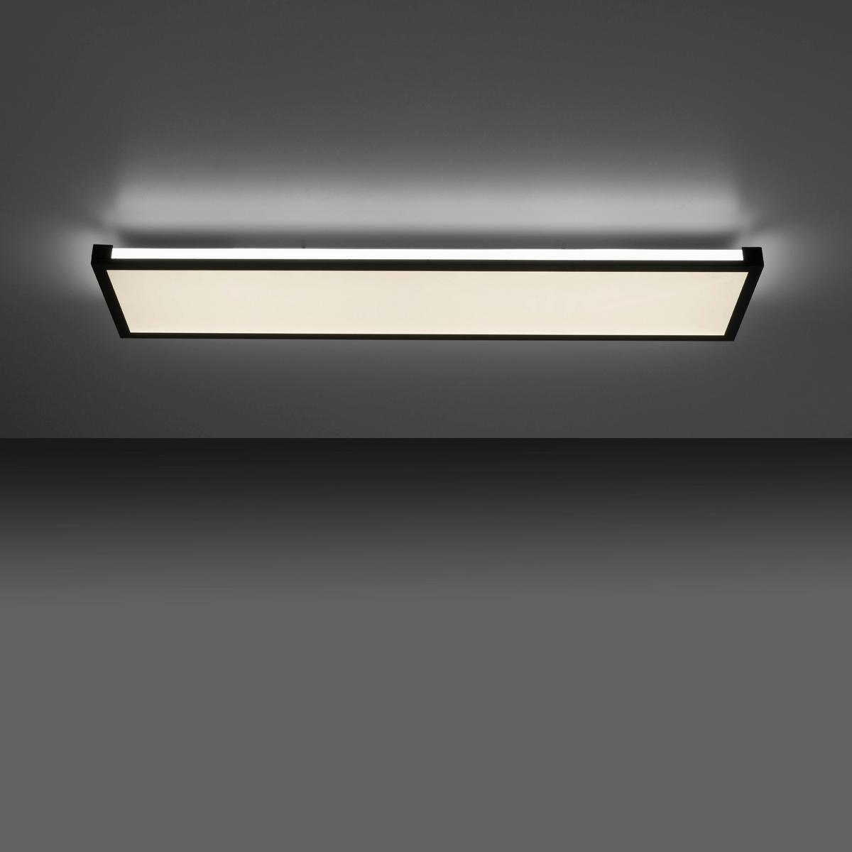 Deckenleuchte Mario L: 100 cm Rechteckig 2-Flammig dimmbar - Schwarz, Design, Kunststoff/Metall (100/25/7,1cm)